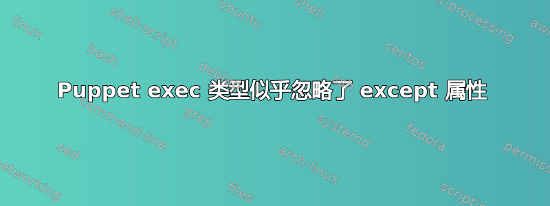 Puppet exec 类型似乎忽略了 except 属性