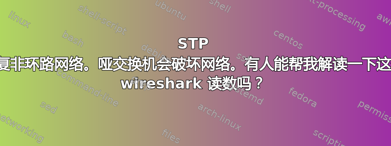 STP 修复非环路网络。哑交换机会破坏网络。有人能帮我解读一下这个 wireshark 读数吗？