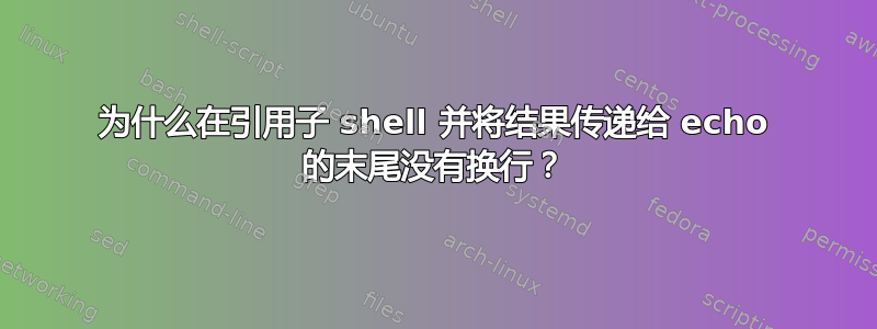 为什么在引用子 shell 并将结果传递给 echo 的末尾没有换行？