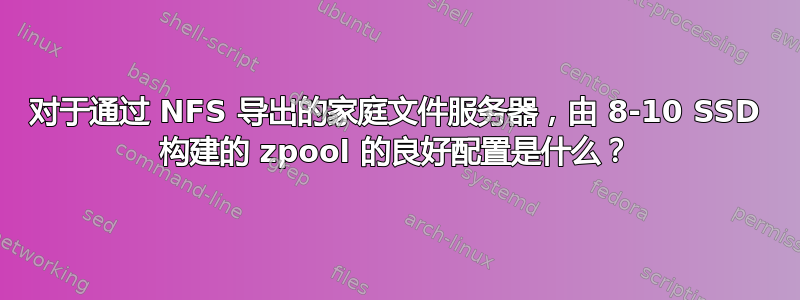 对于通过 NFS 导出的家庭文件服务器，由 8-10 SSD 构建的 zpool 的良好配置是什么？