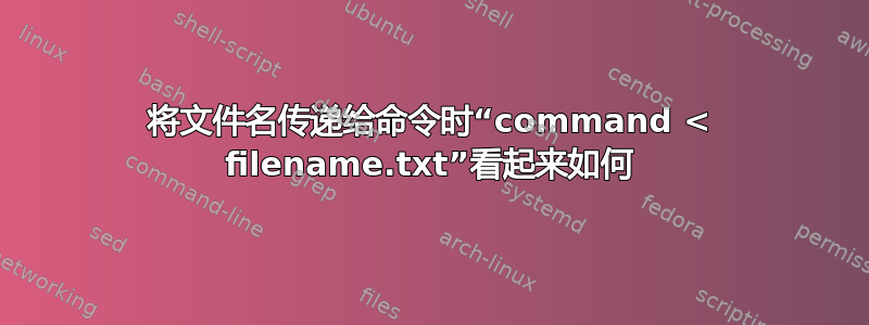 将文件名传递给命令时“command < filename.txt”看起来如何