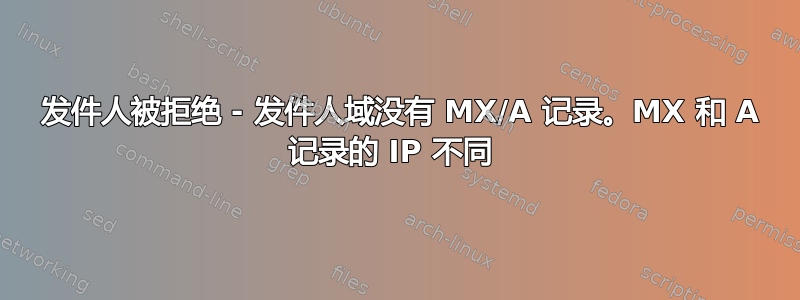 550 发件人被拒绝 - 发件人域没有 MX/A 记录。MX 和 A 记录的 IP 不同 