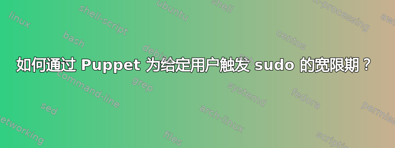 如何通过 Puppet 为给定用户触发 sudo 的宽限期？