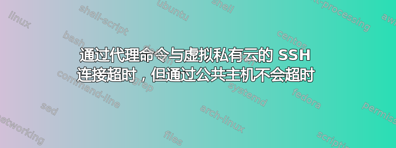 通过代理命令与虚拟私有云的 SSH 连接超时，但通过公共主机不会超时