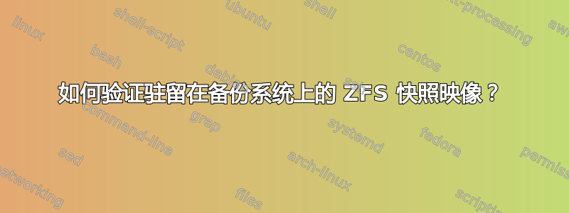 如何验证驻留在备份系统上的 ZFS 快照映像？