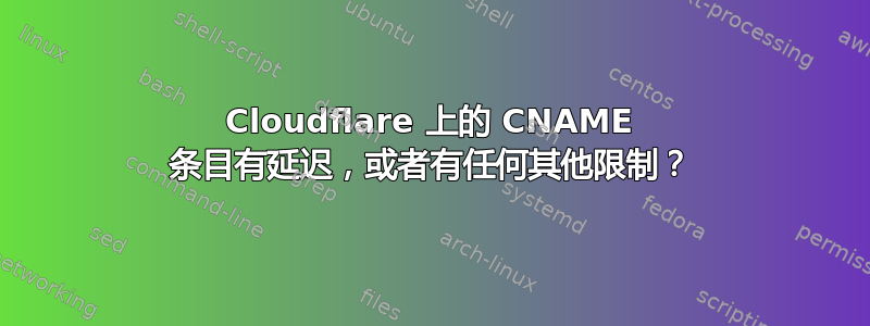 Cloudflare 上的 CNAME 条目有延迟，或者有任何其他限制？