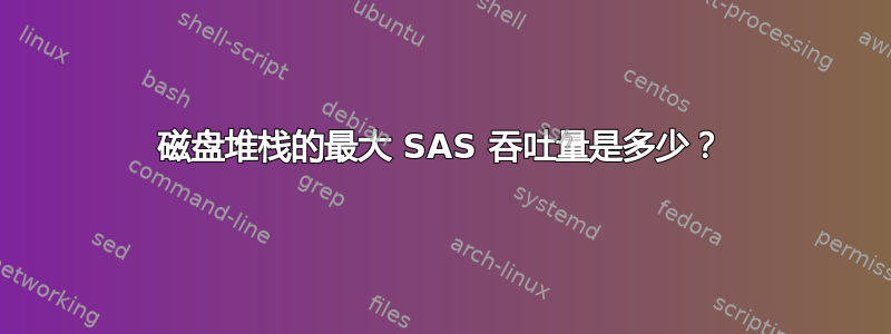 磁盘堆栈的最大 SAS 吞吐量是多少？