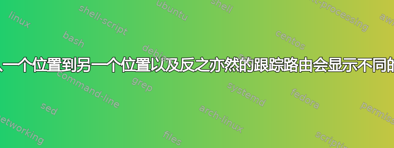 为什么从一个位置到另一个位置以及反之亦然的跟踪路由会显示不同的路径？