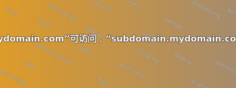 “www.mydomain.com”可访问，“subdomain.mydomain.com”不可达