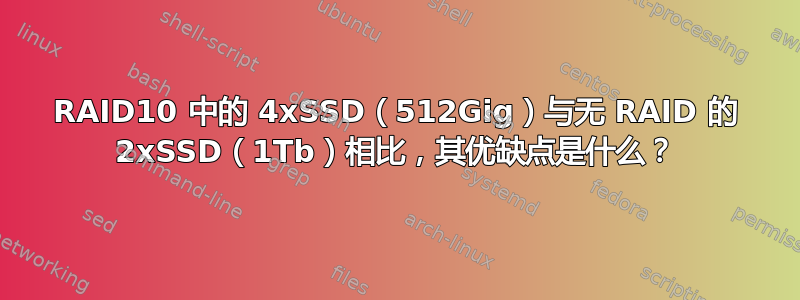 RAID10 中的 4xSSD（512Gig）与无 RAID 的 2xSSD（1Tb）相比，其优缺点是什么？