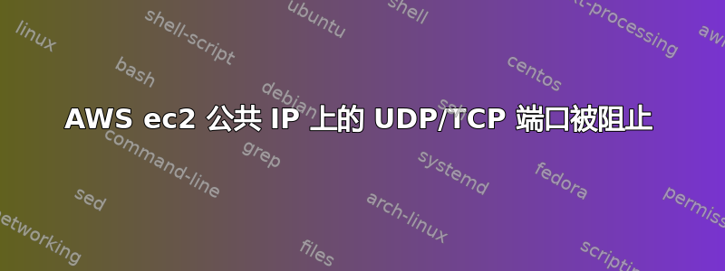 AWS ec2 公共 IP 上的 UDP/TCP 端口被阻止