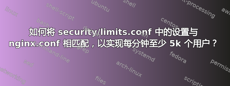 如何将 security/limits.conf 中的设置与 nginx.conf 相匹配，以实现每分钟至少 5k 个用户？