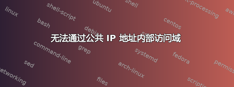 无法通过公共 IP 地址内部访问域