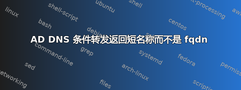 AD DNS 条件转发返回短名称而不是 fqdn