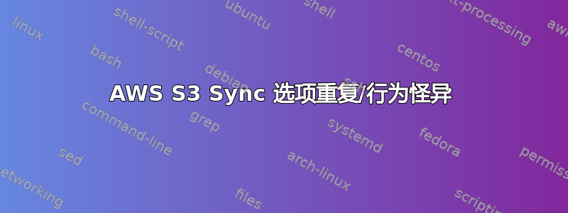 AWS S3 Sync 选项重复/行为怪异