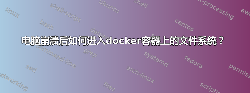 电脑崩溃后如何进入docker容器上的文件系统？