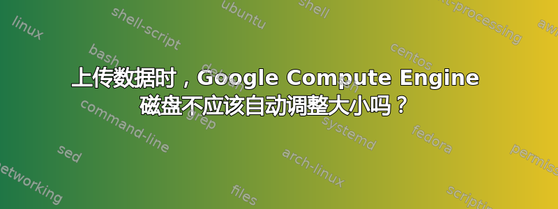 上传数据时，Google Compute Engine 磁盘不应该自动调整大小吗？