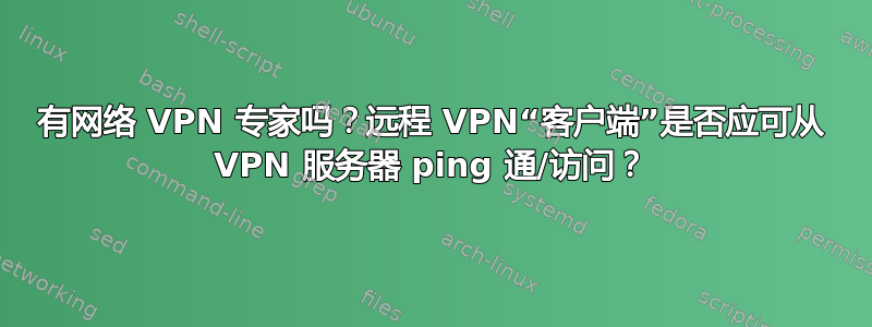 有网络 VPN 专家吗？远程 VPN“客户端”是否应可从 VPN 服务器 ping 通/访问？