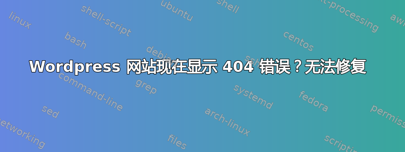 Wordpress 网站现在显示 404 错误？无法修复 