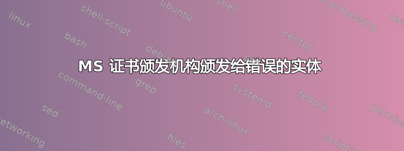 MS 证书颁发机构颁发给错误的实体