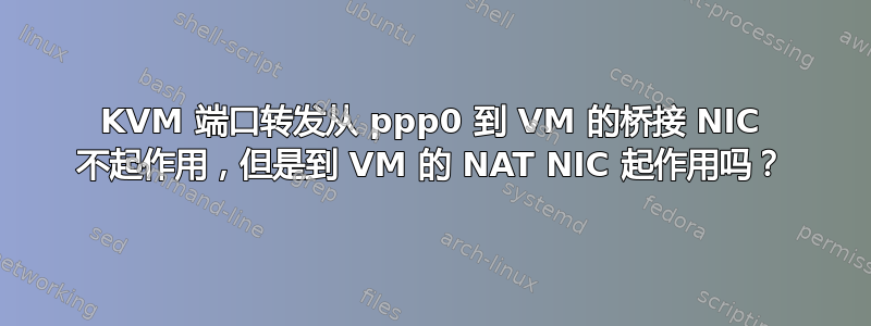 KVM 端口转发从 ppp0 到 VM 的桥接 NIC 不起作用，但是到 VM 的 NAT NIC 起作用吗？