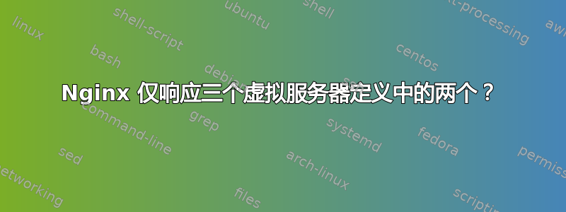 Nginx 仅响应三个虚拟服务器定义中的两个？