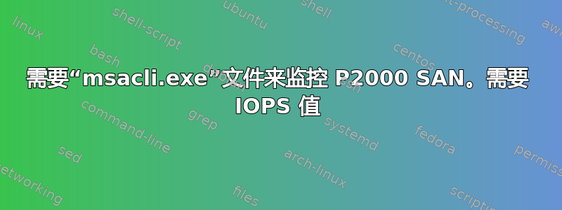 需要“msacli.exe”文件来监控 P2000 SAN。需要 IOPS 值