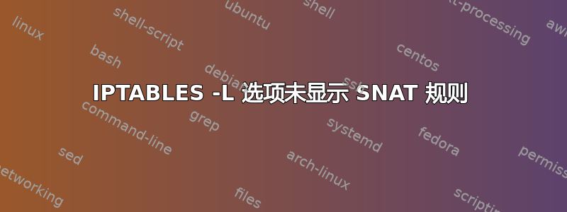 IPTABLES -L 选项未显示 SNAT 规则