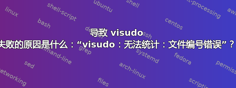 导致 visudo 失败的原因是什么：“visudo：无法统计：文件编号错误”？