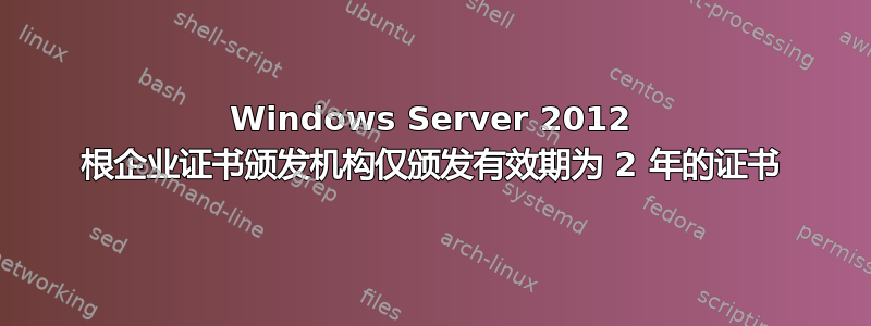 Windows Server 2012 根企业证书颁发机构仅颁发有效期为 2 年的证书