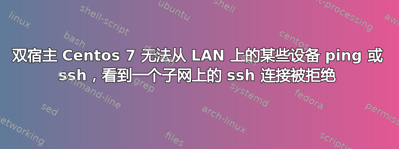 双宿主 Centos 7 无法从 LAN 上的某些设备 ping 或 ssh，看到一个子网上的 ssh 连接被拒绝