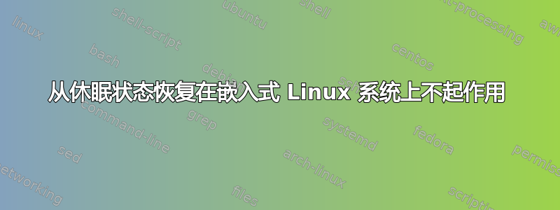 从休眠状态恢复在嵌入式 Linux 系统上不起作用