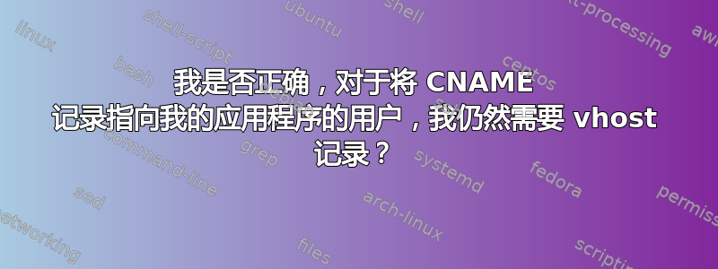 我是否正确，对于将 CNAME 记录指向我的应用程序的用户，我仍然需要 vhost 记录？