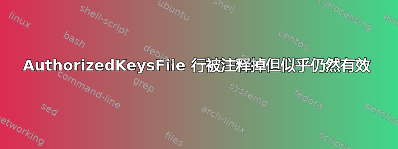 AuthorizedKeysFile 行被注释掉但似乎仍然有效