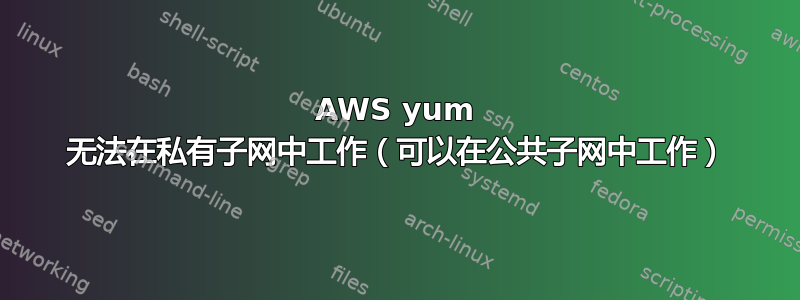 AWS yum 无法在私有子网中工作（可以在公共子网中工作）