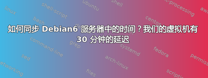 如何同步 Debian6 服务器中的时间？我们的虚拟机有 30 分钟的延迟