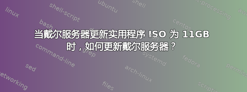 当戴尔服务器更新实用程序 ISO 为 11GB 时，如何更新戴尔服务器？