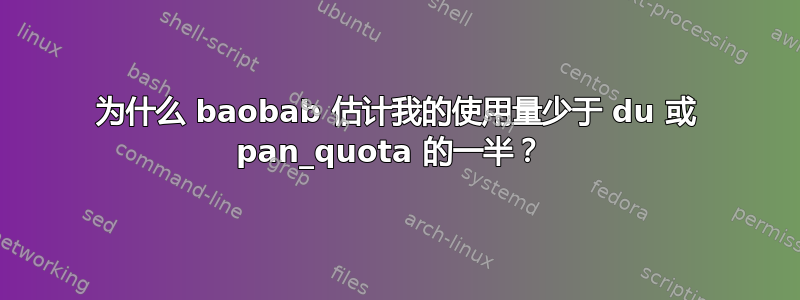 为什么 baobab 估计我的使用量少于 du 或 pan_quota 的一半？ 