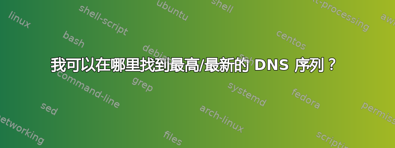 我可以在哪里找到最高/最新的 DNS 序列？