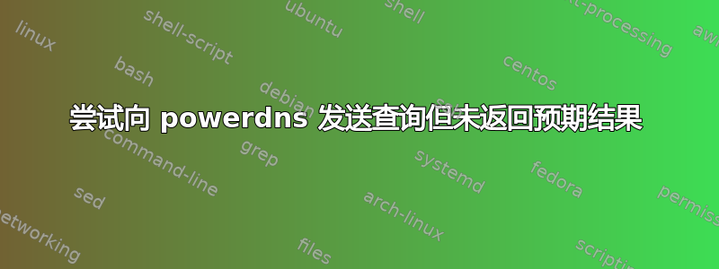 尝试向 powerdns 发送查询但未返回预期结果