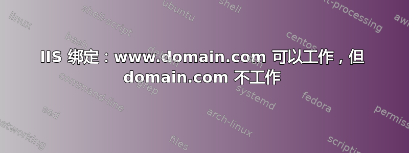 IIS 绑定：www.domain.com 可以工作，但 domain.com 不工作