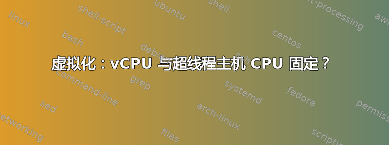 虚拟化：vCPU 与超线程主机 CPU 固定？