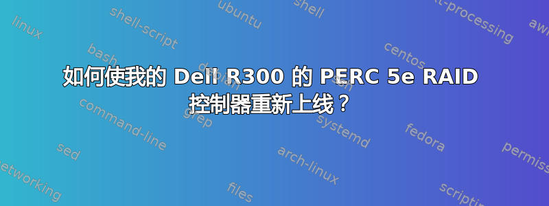 如何使我的 Dell R300 的 PERC 5e RAID 控制器重新上线？