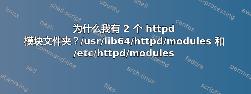 为什么我有 2 个 httpd 模块文件夹？/usr/lib64/httpd/modules 和 /etc/httpd/modules