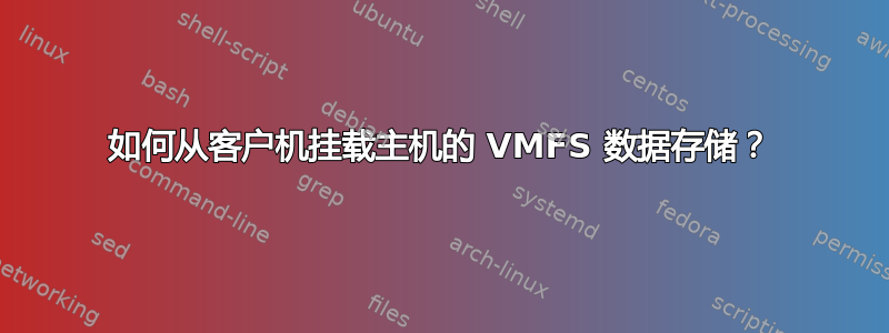 如何从客户机挂载主机的 VMFS 数据存储？