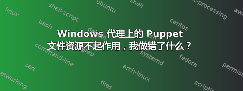 Windows 代理上的 Puppet 文件资源不起作用，我做错了什么？