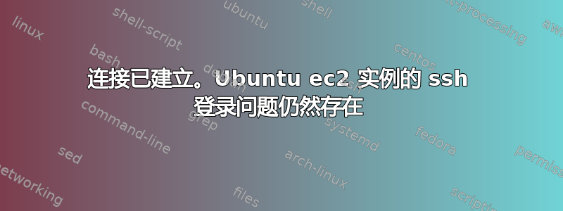 连接已建立。Ubuntu ec2 实例的 ssh 登录问题仍然存在