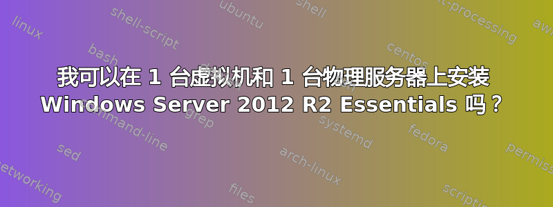 我可以在 1 台虚拟机和 1 台物理服务器上安装 Windows Server 2012 R2 Essentials 吗？