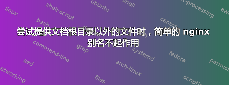 尝试提供文档根目录以外的文件时，简单的 nginx 别名不起作用