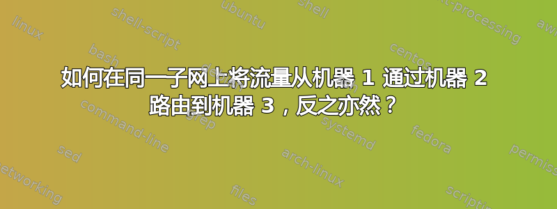 如何在同一子网上将流量从机器 1 通过机器 2 路由到机器 3，反之亦然？